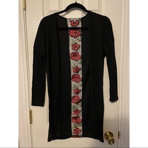 Charlotte Russe Black Cardigan W/ Floral Cutout Down Back | Slightly Worn